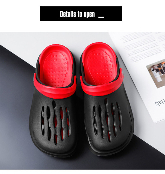 EVA hole shoes wear anti-skid soft soled Baotou sandals outside in summer, casual slackers half drag beach shoes
