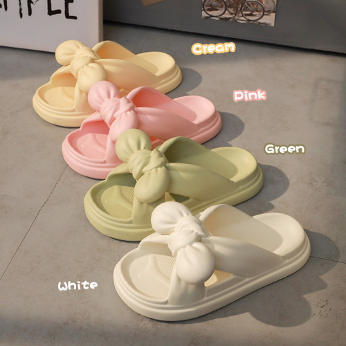 EVA bowknot sandals for women's indoor use in summer, anti-skid thick soles for lovely slippers for women to wear outside the bathroom in summer