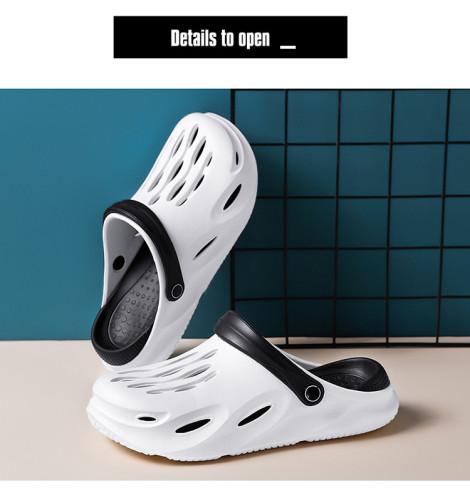 EVA hole shoes wear anti-skid soft soled Baotou sandals outside in summer, casual slackers half drag beach shoes