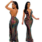 Sequin dress sexy V-neck dress