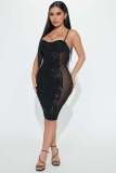 Fashion suspender skirt nightclub style sexy perspective bra sequin dress