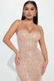 Fashion suspender skirt nightclub style sexy perspective bra sequin dress