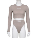 Women's letter embroidery round neck T-shirt briefs Spicy girls casual suit