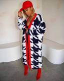 Thousand-bird yarn-dyed gold carving sweater coat loose coat