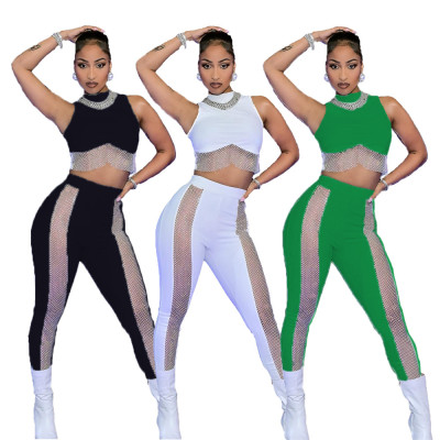 Mesh suit sexy fashion suit two-piece set
