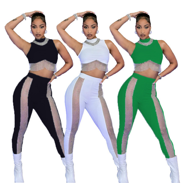Mesh suit sexy fashion suit two-piece set