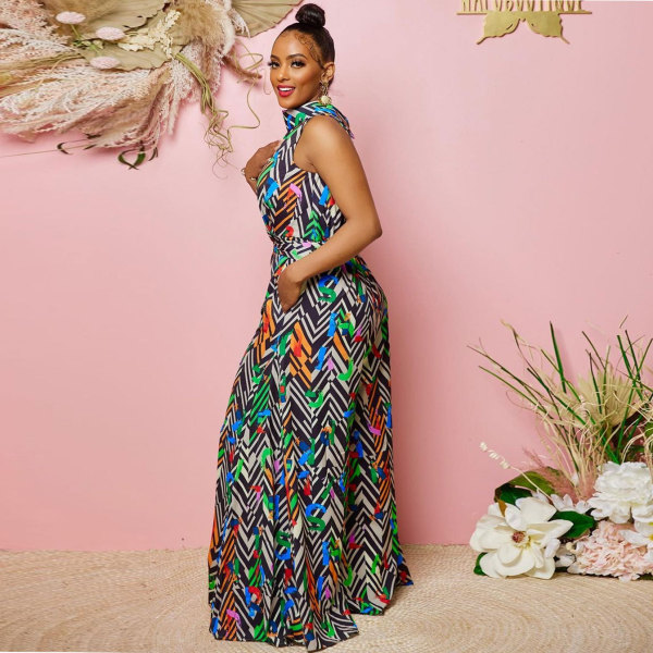 Sexy printed wide leg jumpsuit