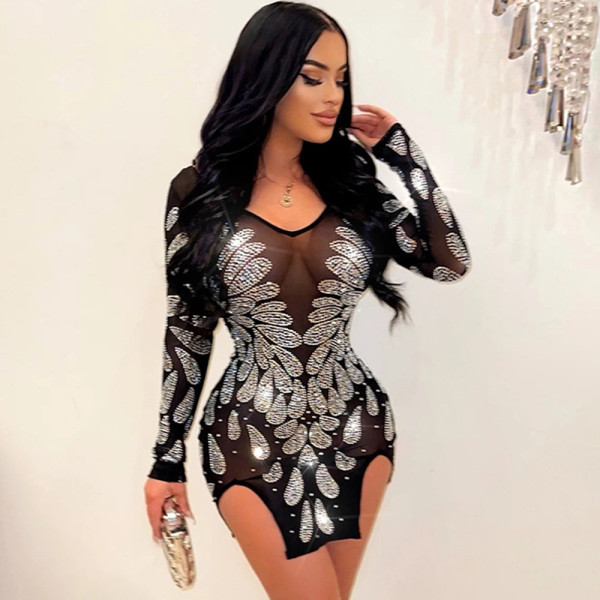 Women's sexy backless ironing mesh gauze dress