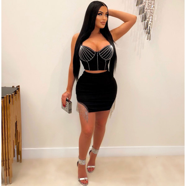 Sexy hot diamond sling two-piece nightclub suit
