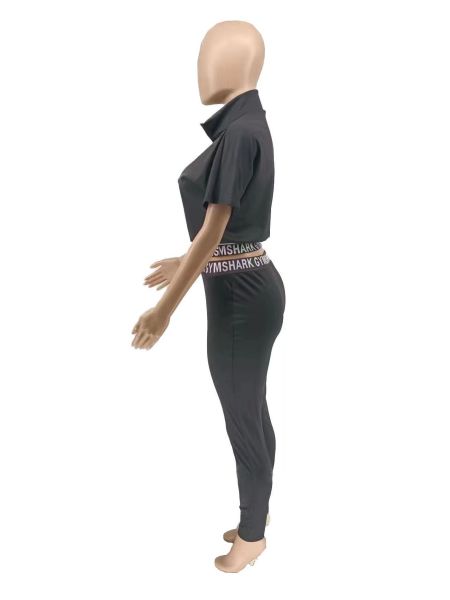 Women's fashion casual printing black two-piece set
