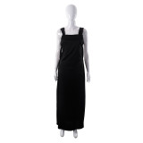 Solid sexy backless silk satin new dress