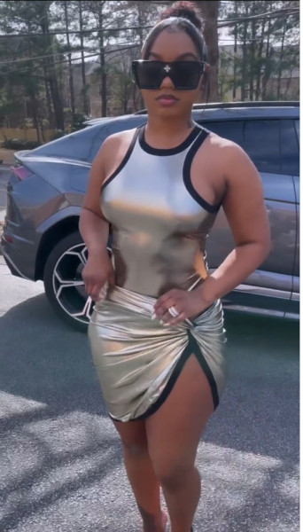 Sleeveless sexy bright color bodysuit short skirt two-piece set