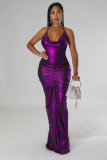 Temperament Dress Solid Dark V Neck Fold Sexy Hip Wrap Dress
