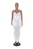 Temperament Dress Solid Dark V Neck Fold Sexy Hip Wrap Dress