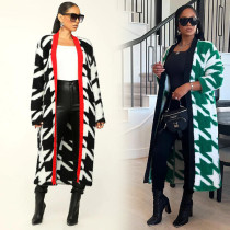 Thousand-bird yarn-dyed gold carving sweater coat loose coat