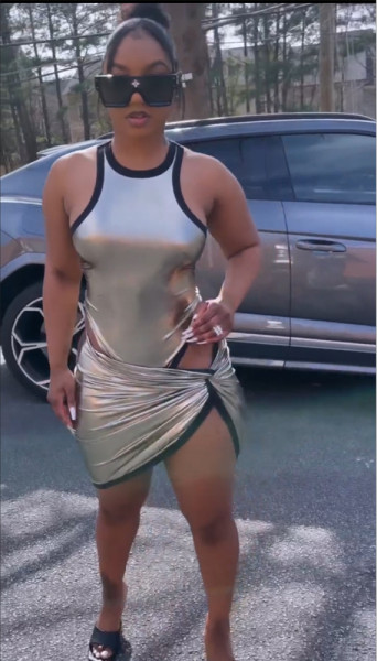 Sleeveless sexy bright color bodysuit short skirt two-piece set