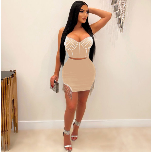 Sexy hot diamond sling two-piece nightclub suit
