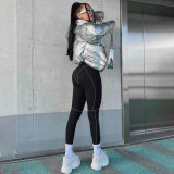 Fashion women's solid color line tight-fitting high-waisted regular sports yoga underpants