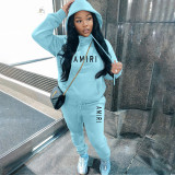 Plush thickened hooded sweater trousers casual sports suit