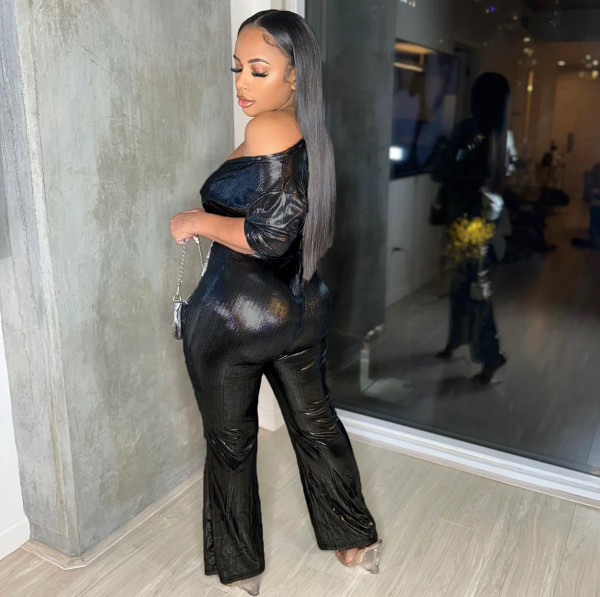 Women's gilded bandage sexy V-neck corset jumpsuit