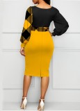 Sexy and fashionable digital printing long-sleeved women's dress