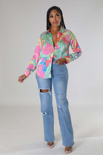Sexy fashion digital printing multicolor women's shirt skirt
