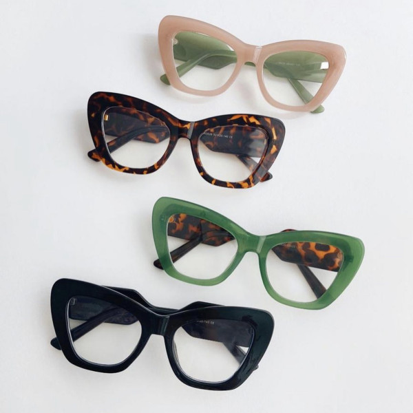 Cat's eye color matching flat light mirror mesh red same type eyeglass frame anti-blue light glasses frame