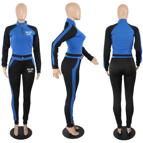 Women's printed panel fashion sports casual two-piece set