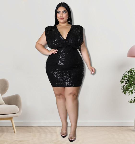 Large women's beaded sexy vest dress