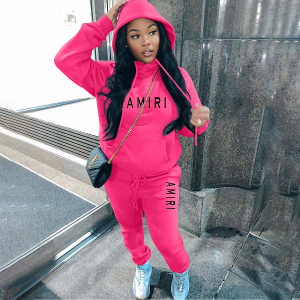 Plush thickened hooded sweater trousers casual sports suit