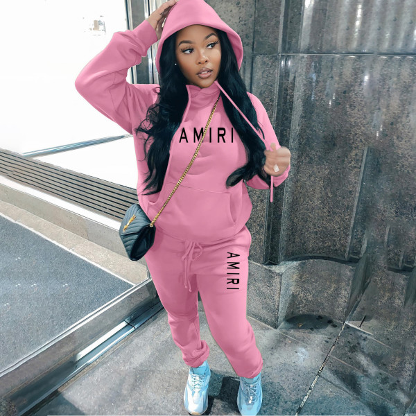 Plush thickened hooded sweater trousers casual sports suit