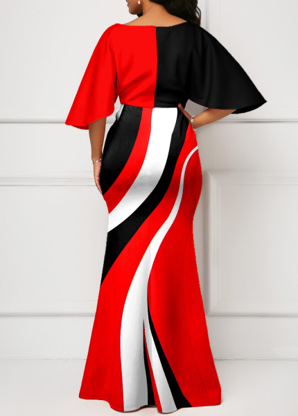 Sexy and fashionable digital printing V-neck short-sleeved women's dress