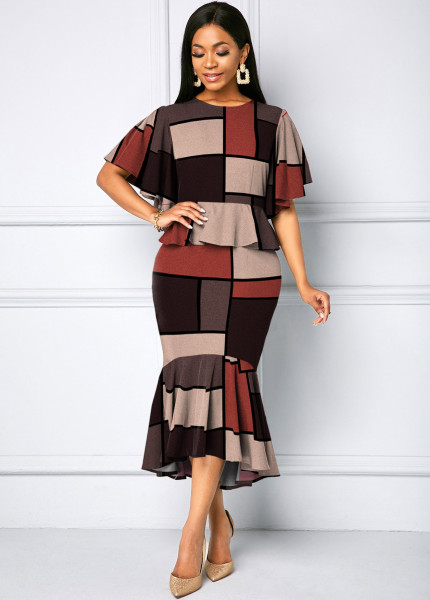 Sexy and fashionable digital printing short-sleeved women's dress