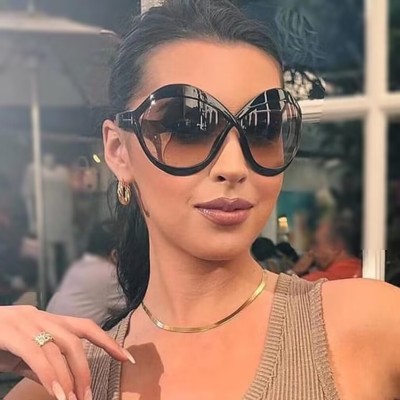 Sunglasses Round large frame crossed sunglasses Photography concave sunglasses