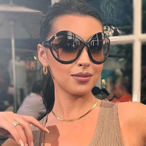 Sunglasses Round large frame crossed sunglasses Photography concave sunglasses