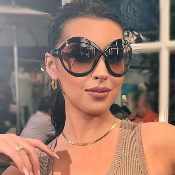 Sunglasses Round large frame crossed sunglasses Photography concave sunglasses