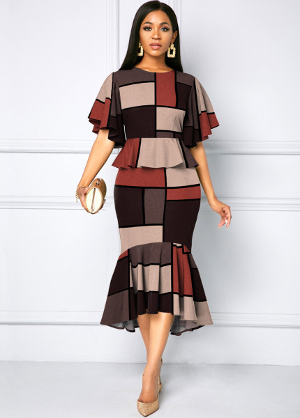Sexy and fashionable digital printing short-sleeved women's dress