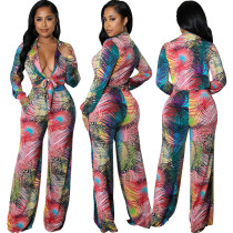 Casual fashion digital printing suit two-piece set Casual fashion digital printing suit two-piece set