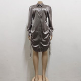 Casual fashion shirt solid color women's dress