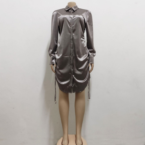 Casual fashion shirt solid color women's dress