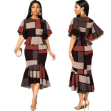 Sexy and fashionable digital printing short-sleeved women's dress