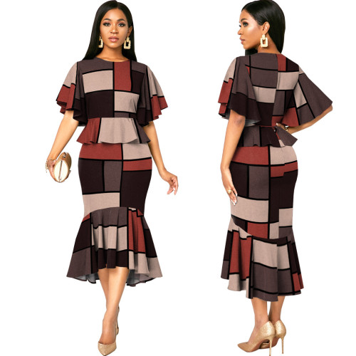 Sexy and fashionable digital printing short-sleeved women's dress
