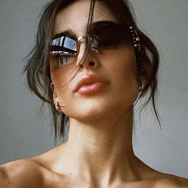 Frameless sunglasses square mesh red personalized diamond sunglasses