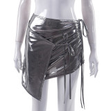 Solid color gilded sexy pleated bandage slimming buttock skirt