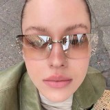 Frameless sunglasses square mesh red personalized diamond sunglasses