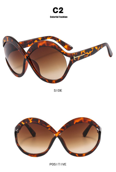Sunglasses Round large frame crossed sunglasses Photography concave sunglasses