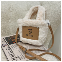 Plush bag Fashion portable small Tote bag One shoulder messenger small square bag