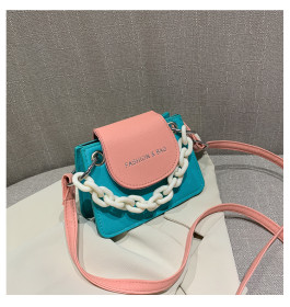 Summer color contrast mini bag Western-style one-shoulder trend messenger bag chain small square bag