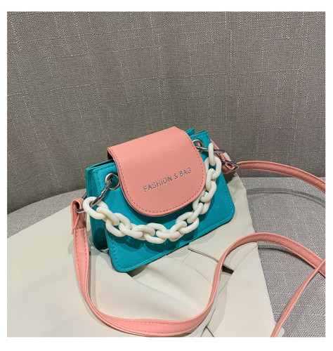 Summer color contrast mini bag Western-style one-shoulder trend messenger bag chain small square bag
