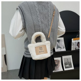 Plush bag Fashion portable small Tote bag One shoulder messenger small square bag